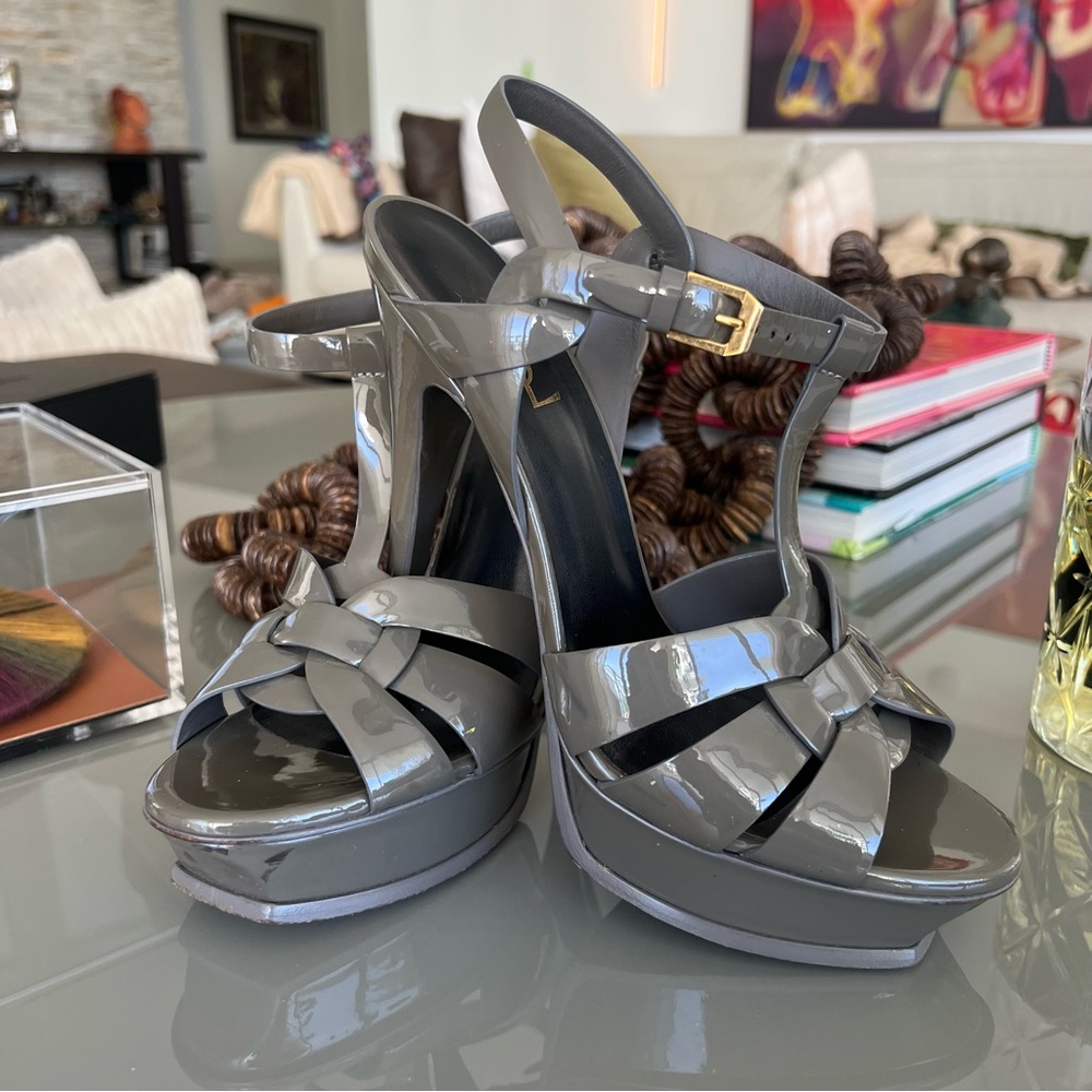 SAINT LAURENT ICONIC TRIBUTE PLATFORM SANDALS